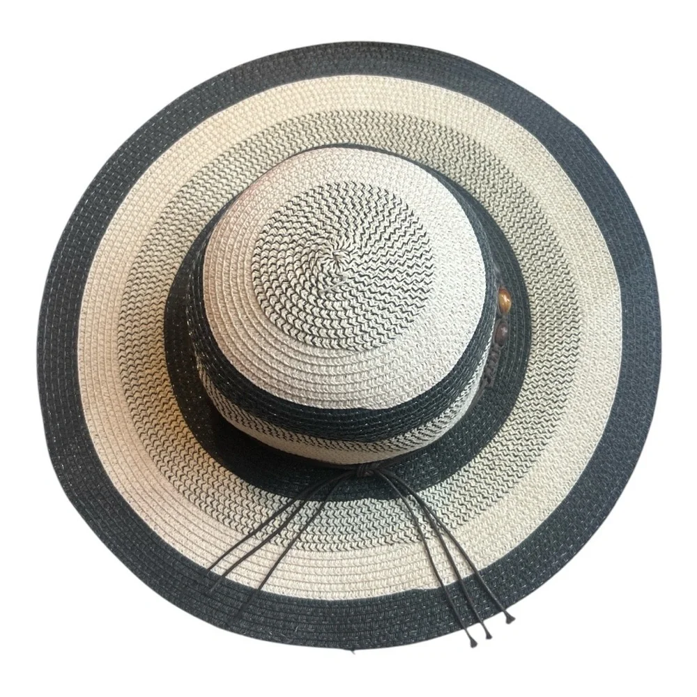 Cruise Club Stylish Floppy Black and White Wide Brim Hat